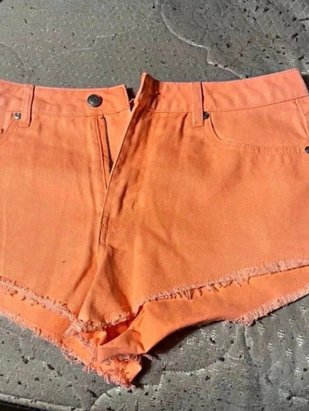 Forever 21 Women's Orange Frayed Jean Shorts Size L